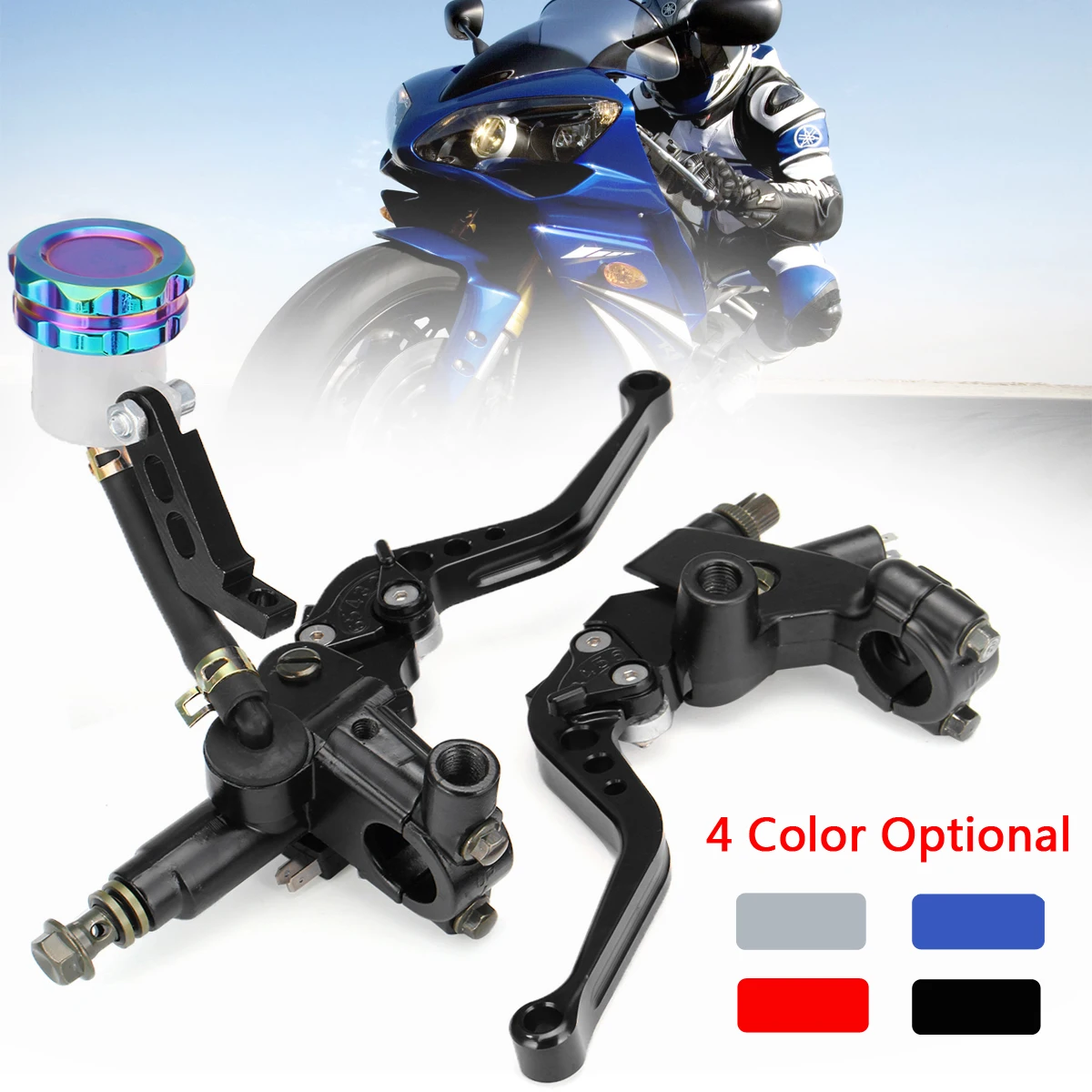 

1 Pair 7/8'' 22mm Motorcycle Front Brake Clutch Levers Universal Colorful Oil Cup Adjustable Master Cylinder Reservoir Levers