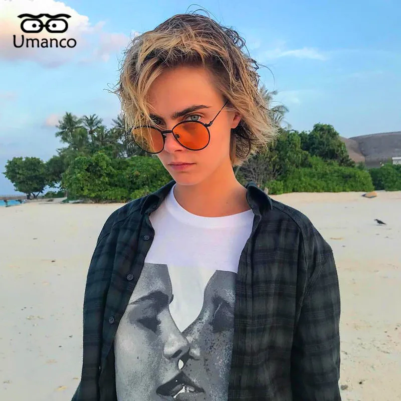 

Umanco 2019 New Colorful Round Sunglasses For Women Men Alloy Frame Acrylic Lens Glasses Street Photography Beach Travel Gifts