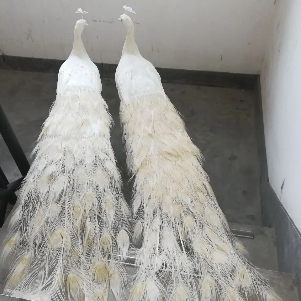 Настоящая игрушка птица большой 150 см белые перья Павлин модель одна пара павлин ручной работы украшения сада вечерние реквизит h0929