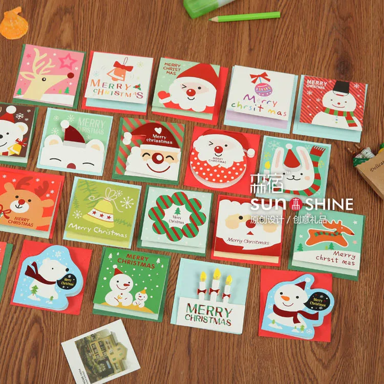 Free Ship 1lot 140pc cute Christmas Cartoon Small Greeting Card Mini Free ship 1lot 140pc cute christmas cartoon small greeting card mini