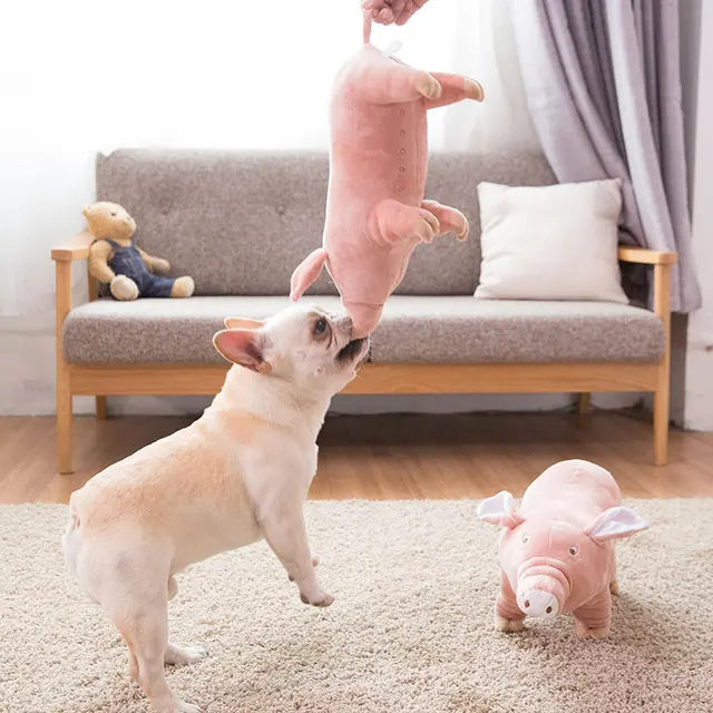 peluche pour chien , Peluche cochon bouledogue français jouets à mâcher pour chiens jouet