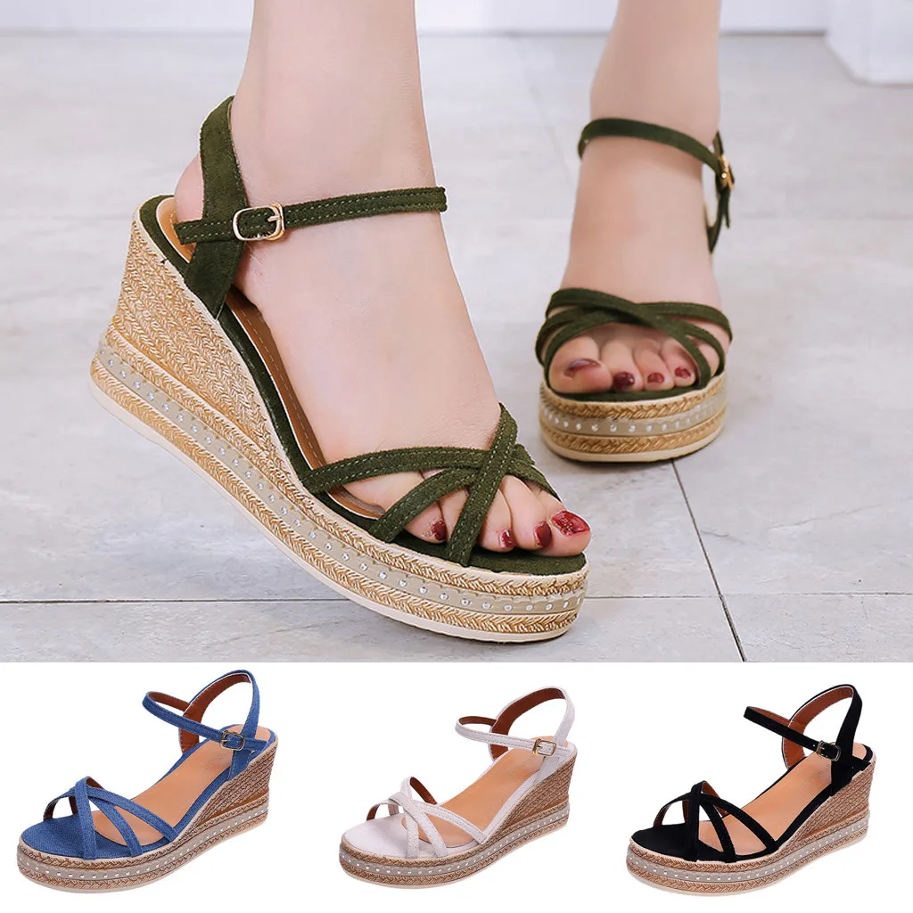 Женские босоножки Повседневная обувь с закрытым носком и пряжкой Женская летняя