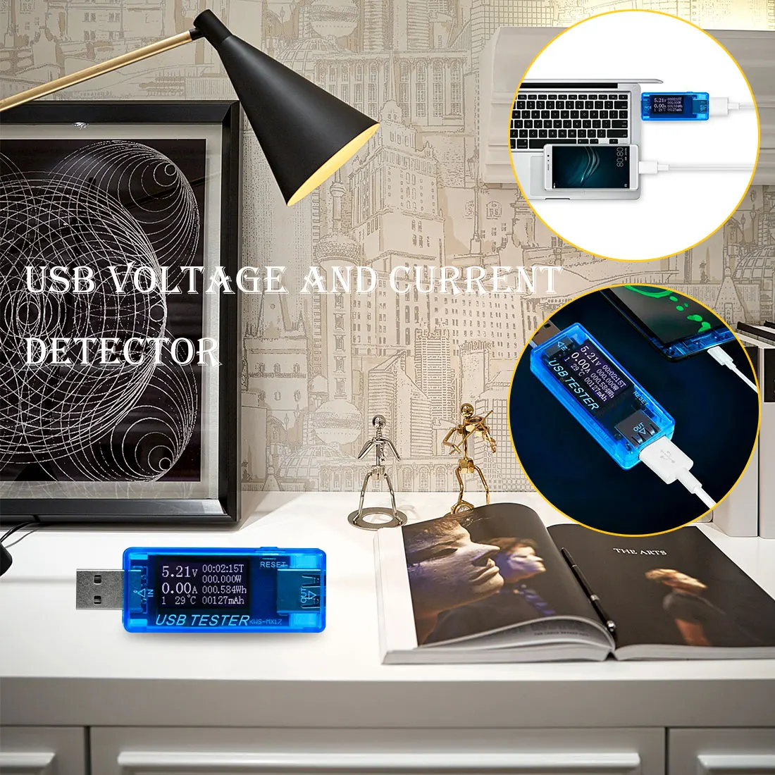 3 in 1 Mobile Power Detector Battery Test Voltage Current Meter Battery Tester Blue Measuring Instruments USB Charger Doctor