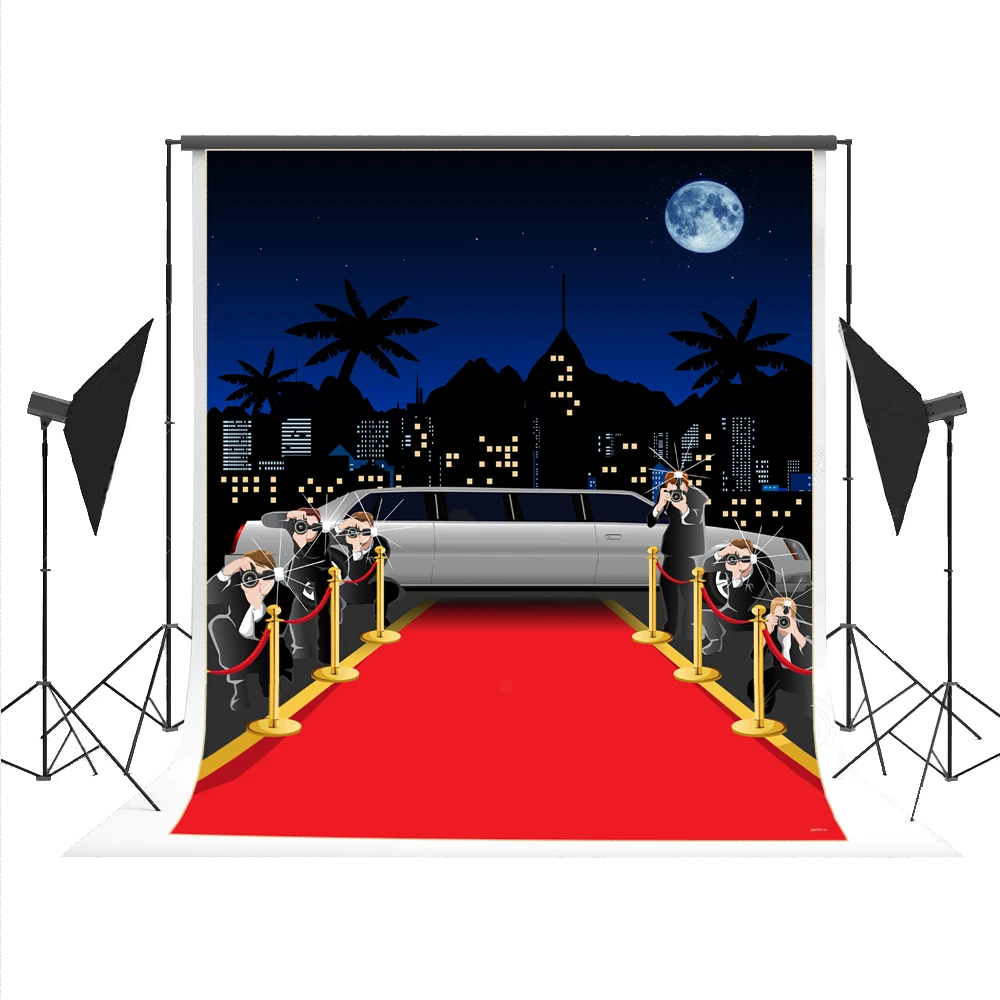 Kate 5x7ft Cartoon Photo Booth Custom Red Carpet Backdrops Famous Star