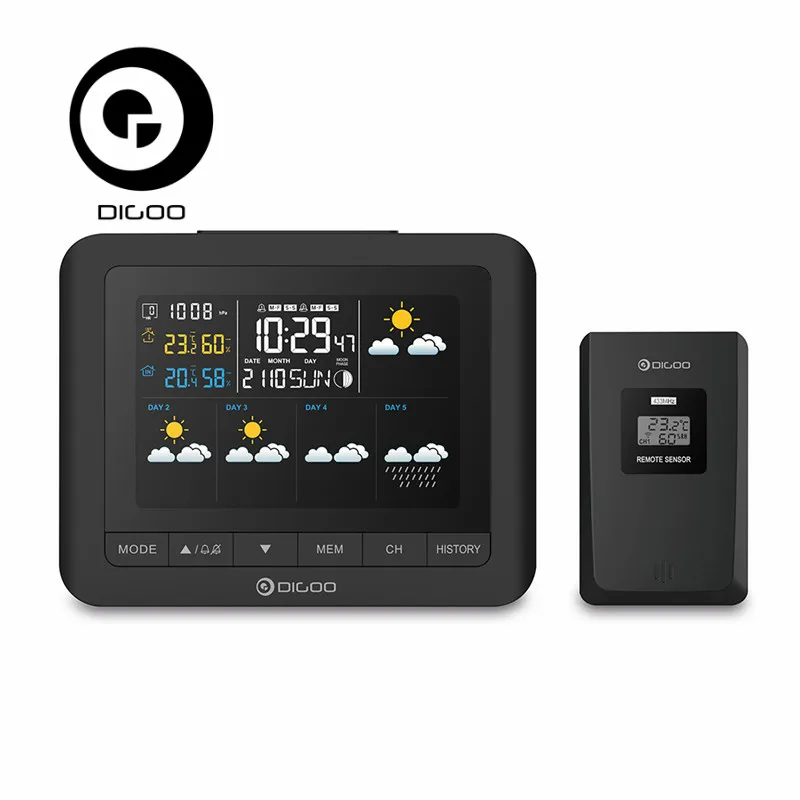

Digoo DG-TH8805 Wireless Forcast Weather Station Screen Digital USB Hygrometer Humidity Thermometer Temperature Sensor Clock