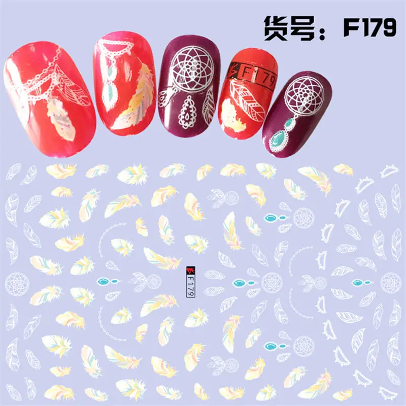 YWK 1 шт., 3D цветные цветы, супер тонкие наклейки для ногтей, один дизайн, маникюрное украшение, обертывания для ногтей - Цвет: F179