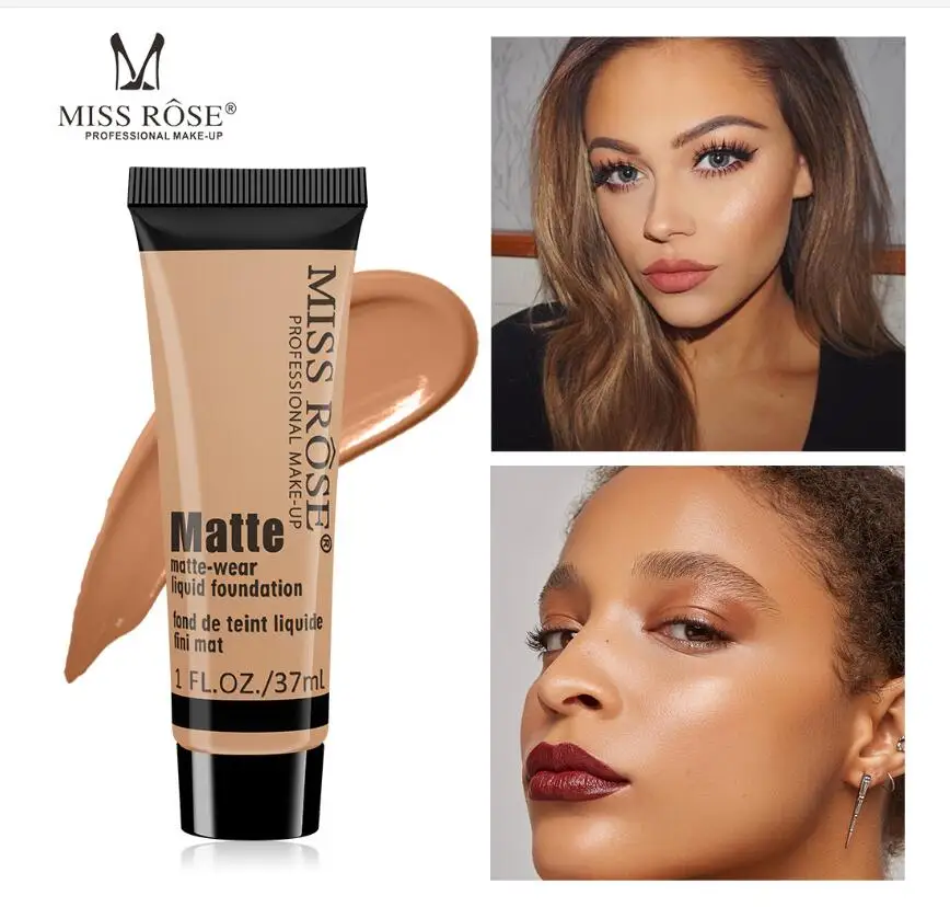 

MISS ROSE Brand Makeup Matte Wear Liquid Foundation Maquiagem Face Cream Base Foundation Fond de teint conce