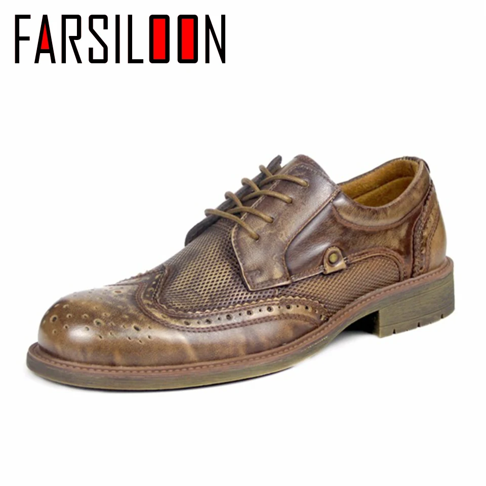 

Men's Shoes Leather European Men's Casual Comfortable Breathable Soft Brogue Shoes Genuine Leather Men's Shoes FZN003