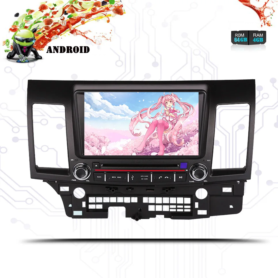 Excellent 8" Android 9.0 Car GPS Player Navi for Mitsubishi Lancer 10 Galant with 4+64G Octa Core dvd Steering wheel Radio Map Multimedia 2