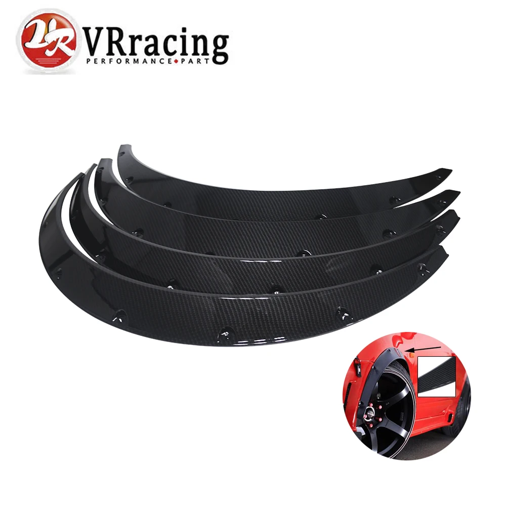 

VR RACING - 4 Pcs Carbon Fiber Car Fender Flares Arch Wheel Eyebrow Protector/mudguards Sticker Universal VR-CFF02