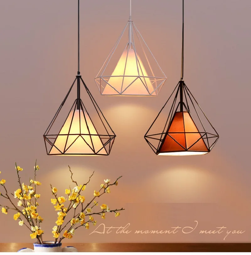 Металлическая Подвесная лампа в форме бриллианта креативная Ретро железная Подвесная лампа с креплением для столовой/гостиной/промышленности без лампы