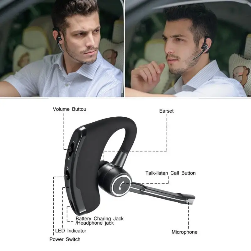 V8 Wireless Bluetooth Earphone with Mic Handsfree Earphones Bluetooth 4.0 Stereo Headphones For Samsung iPhone XiaoMi