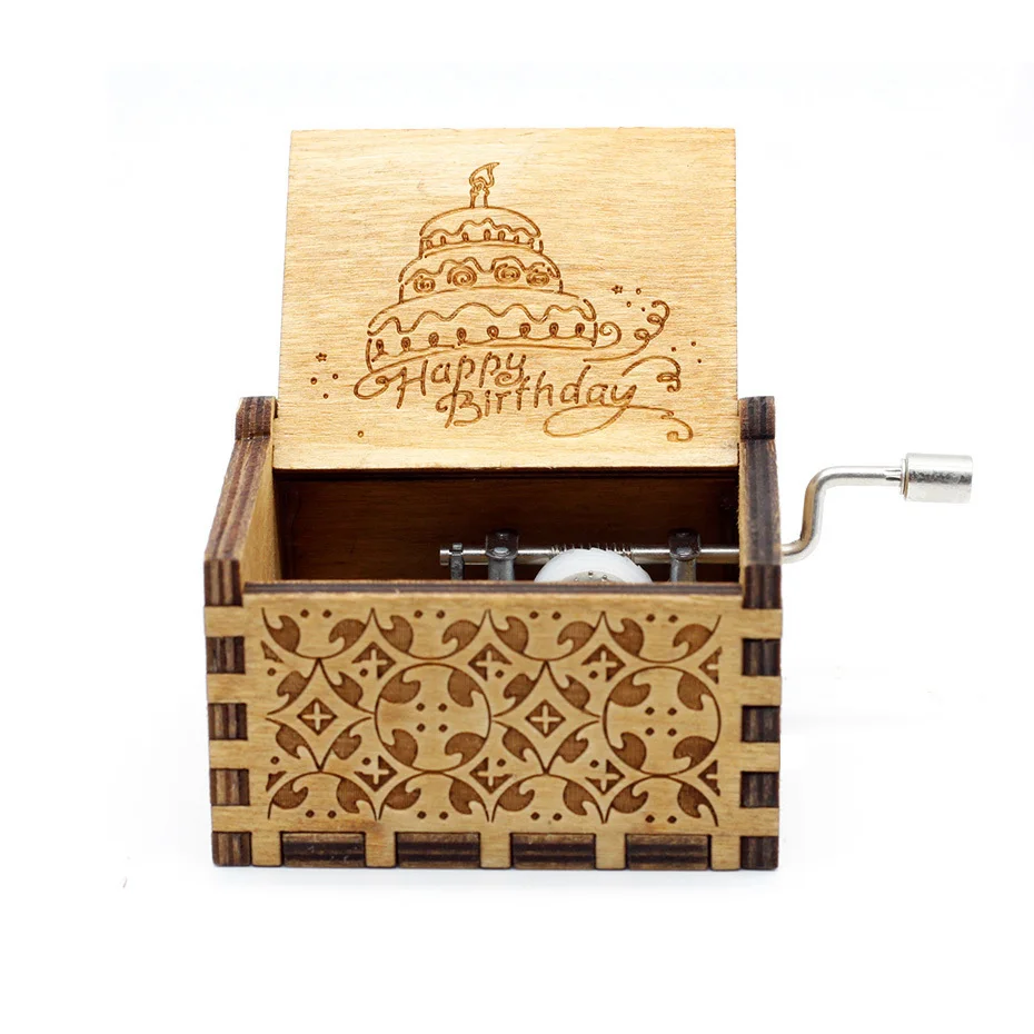

Black Star Wars happy Birthday Game of Thrones Castle In The Sky Hand Cranked Wood music box Christmas Gift