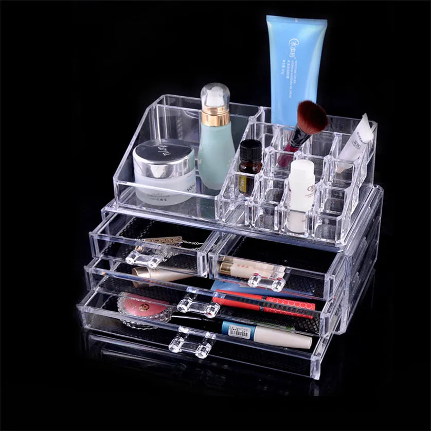 

Makeup Cosmetics Jewelry Organizer Clear 3 Drawers Lipstick Box Storage for Beauty May15#2