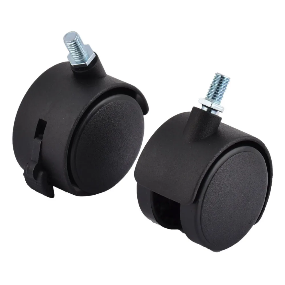 Trunk Plastic Threaded Stem Swivel Locking Brake Double Wheel Caster