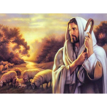 

5D DIY Diamond Painting Painted Jesus With Sheeps Mosaic Embroidery Cross stitch Embroidery Crafts Decoration