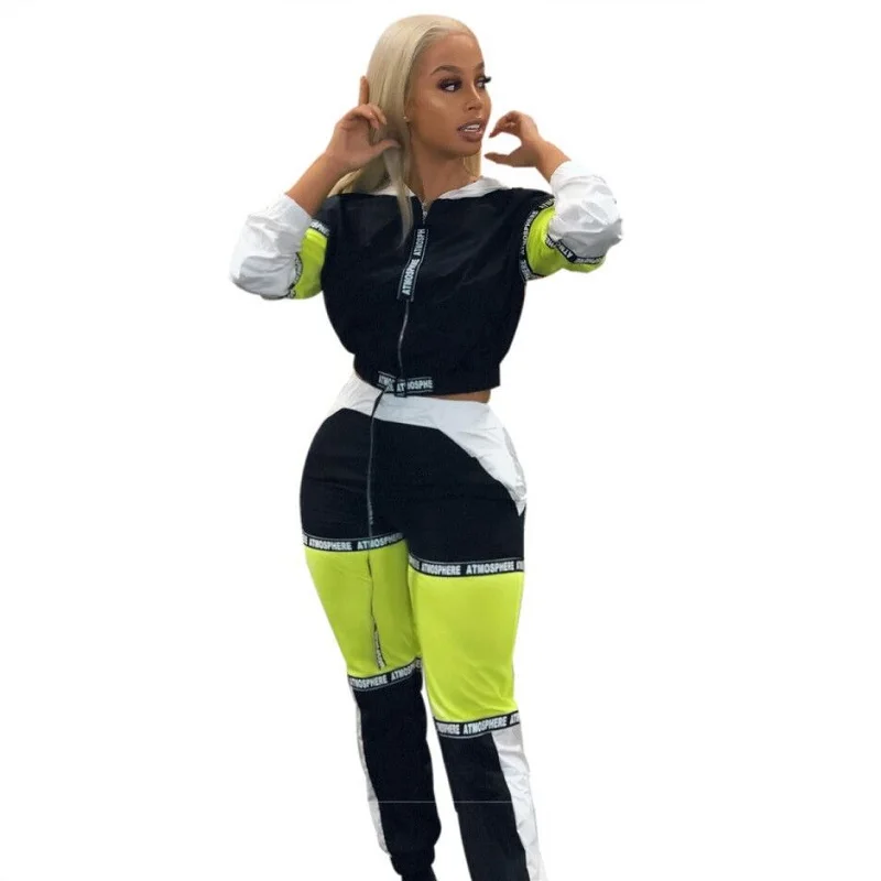 

Letter Printed Casual 2 Piece Outfit Hoodies 2 Piece Pants Sets Women Long Sleeve Crop Top Set Loose Pant Suits Autumn Tracksuit