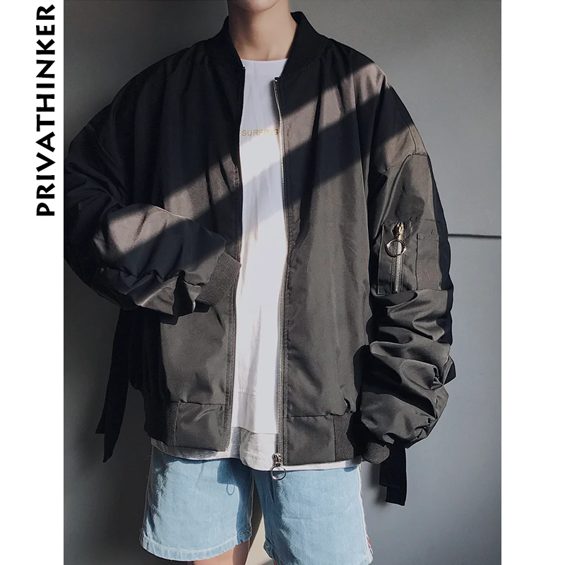 Privathinker Bomber Jackets 2018 Men's Retro Ribbons Windbreaker