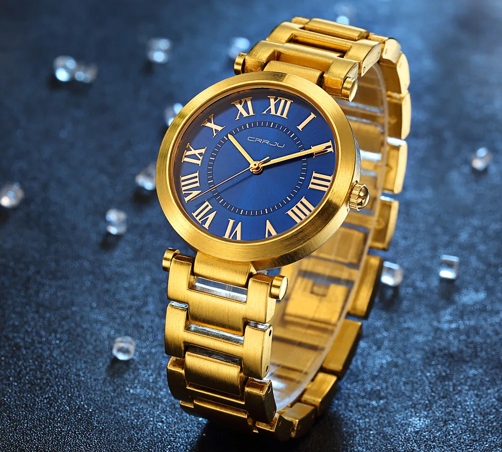 Женские часы CRRJU, женские часы, известный бренд, модный браслет из нержавеющей стали, кварцевые наручные часы для женщин, Montre Femme