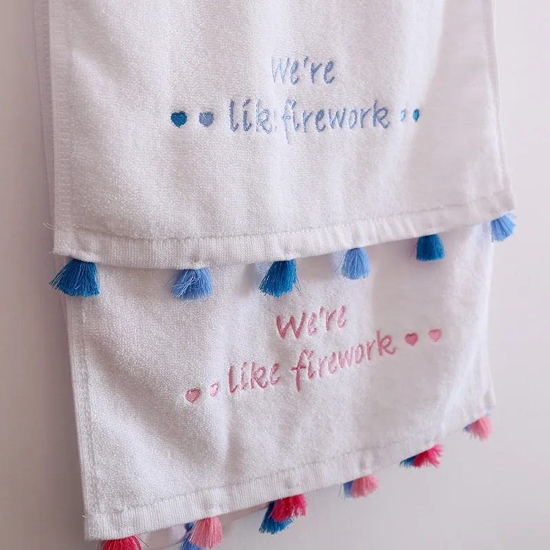 2017 New 100 Cotton Terry Embroidery Face Towel Pom Pom Hand Towels