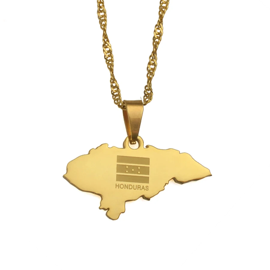 Nicaragua Map Pendant Necklaces Women Gold Color Charm Nicaraguans Maps Chain Jewelry (Gold