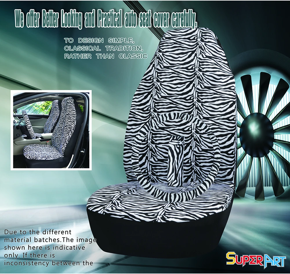 Zebra Car Seat Covers Front Universal Steering Wheel Seat Belt Cover