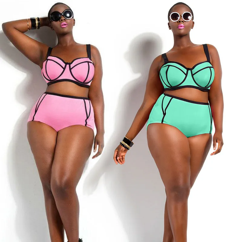 

Solid 2017 Sexy New Bikinis Women Swimsuit High Waist Bathing Suit Plus Size Swimwear Large Size Push Up Bikini Set Beach Wear