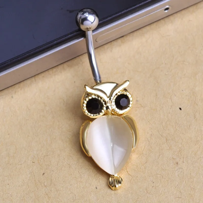 owl navel ring-gold-