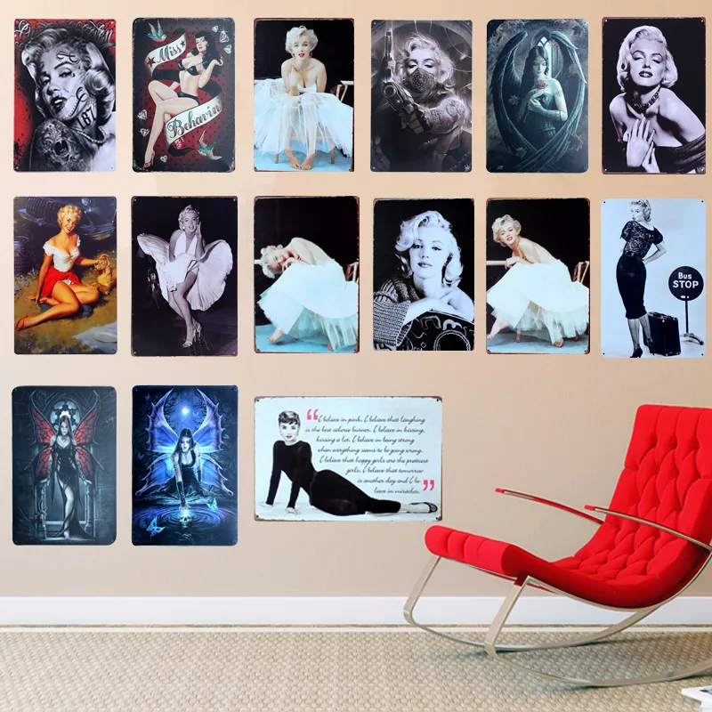

Shabby Chic Sexy Lady Vintage Metal Signs Pub Bar Home Decor Retro Plaque Wall Sticker Decorative Plates Wall Art Poster A507