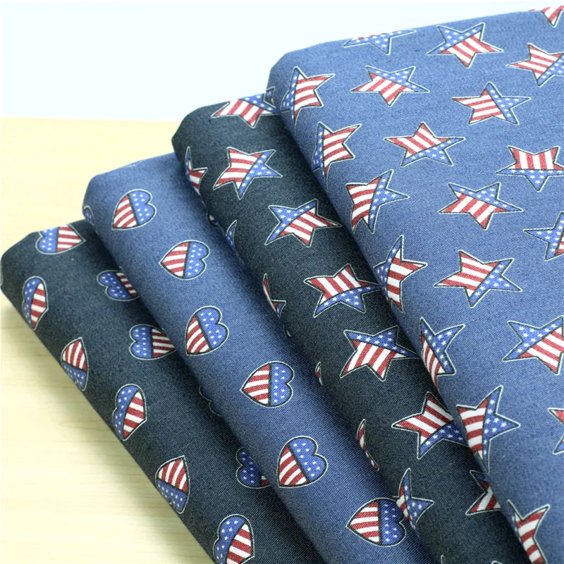 

2019 Real Tecidos Tissus Au Metre Patchwork Free Shipping Flag Star Pattern Printed Clothing Pants Suit Children's Fabrics