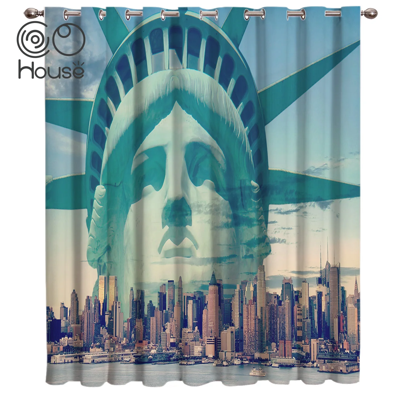 

COCOHouse U.S.A Modern City Window Treatments Curtains Valance Window Curtains Dark Window Blinds Living Room Bathroom Bedroom