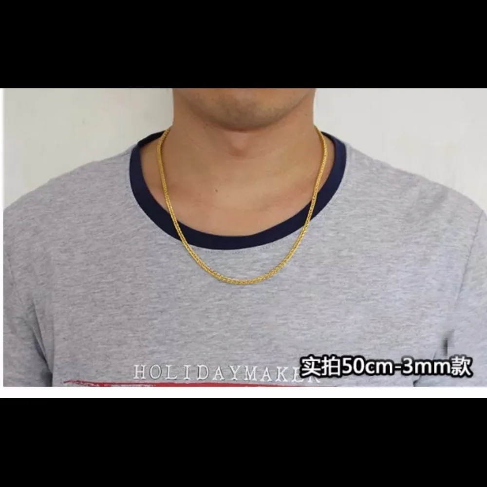 50cm 18k Yellow Gold Chain Necklace For Men Suitable For Pendant Fine Jewelry Real Chain Think Gold Chain Necklace For Men Necklace Necklacenecklace For Men Gold Aliexpress
