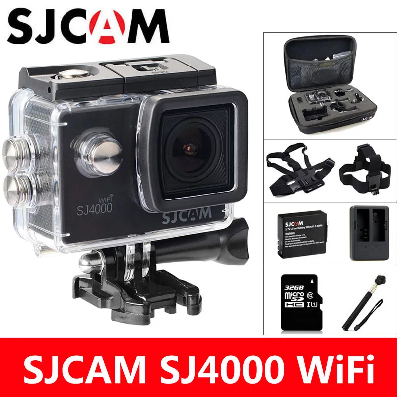 SJCAM SJ4000 WiFi Kamera Tindakan Sukan DV 1080p 2.0 inci Skrin HD Menyelam 30M Camcorder mini kalis air Asli SJ 4000 Cam