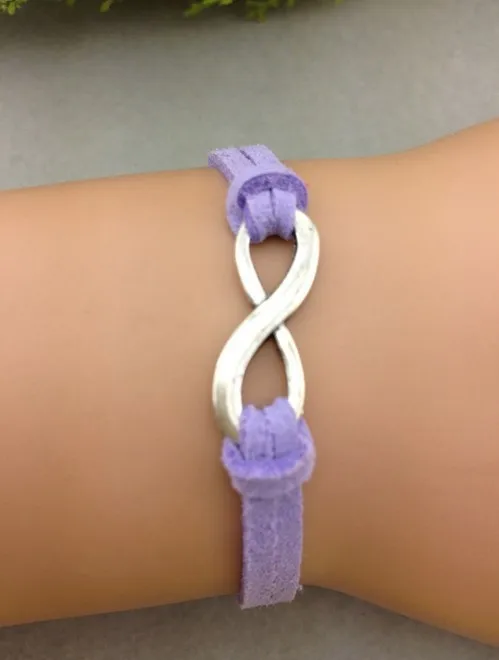 

1pc Infinity bracelet,Lavender bracelet big sliver tone Infinity charm lobster claw clasp 1099