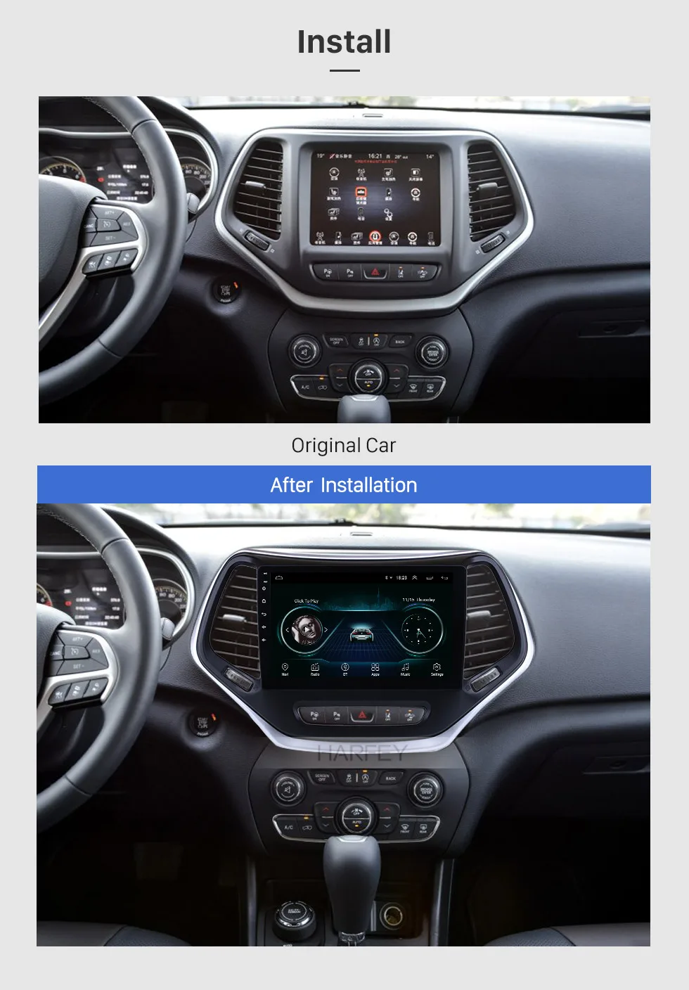 Discount Harfey 10.1" Android 8.1 for Jeep Grand Cherokee 2016 Radio GPS Navigation System WIFI Bluetooth SWC support OBD2 DVR Camera 2