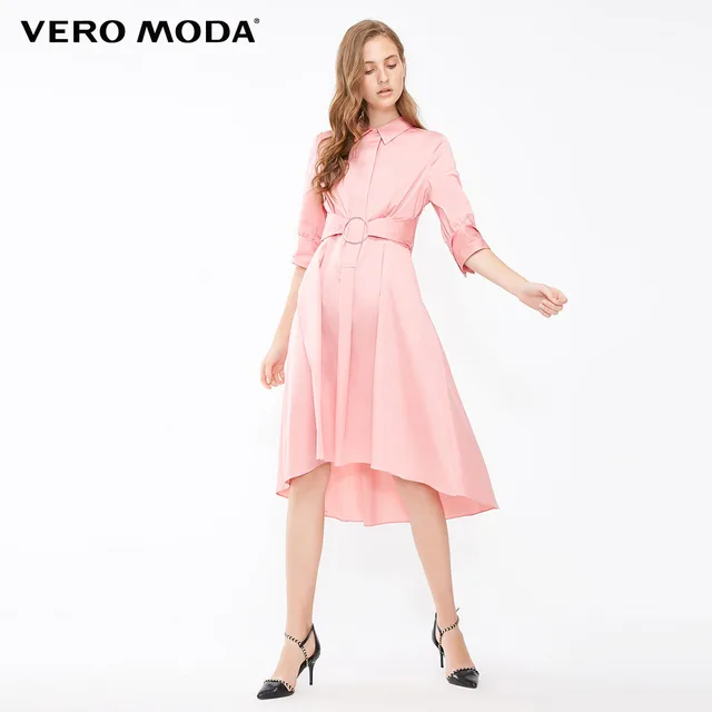 Vero Moda Turn Down Collar Metal Ring Sleeves Pure Shirt Dress