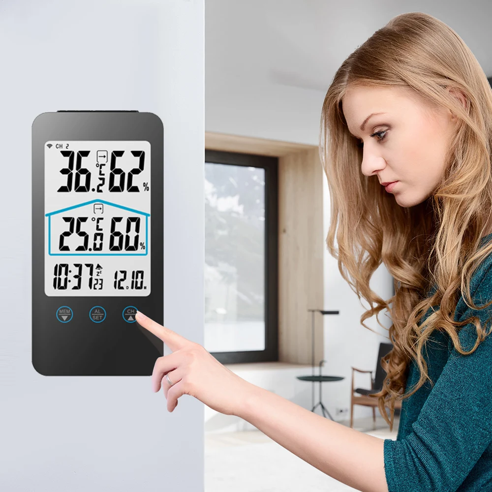 

Digital Thermometer Hygrometer Electronic LCD Temperature Humidity Meter Weather Station Indoor Outdoor Clock display time