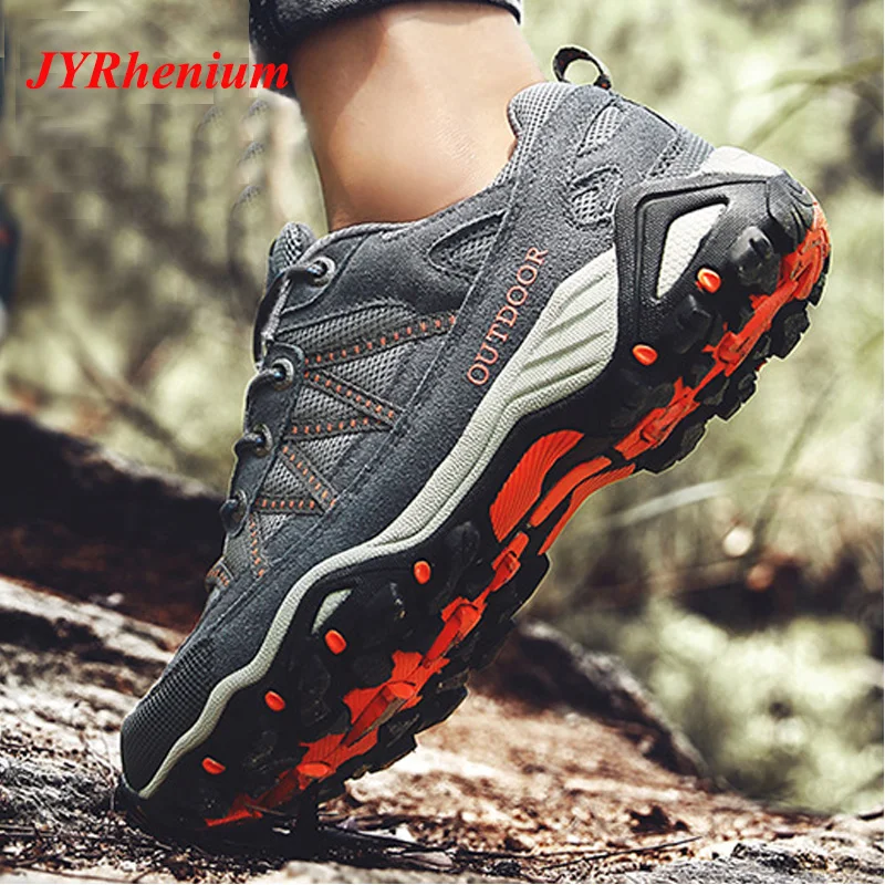 

Brand 2018 New Autumn Winter High Quality Men Hiking Shoes Genuine Leather Breathable Shoes Women Outdoor Trekking Travel Shoes