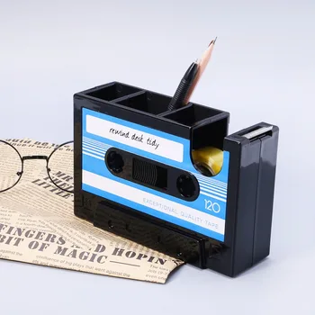 

Novetly Cassette Pattern Pen Holder Pencil Pot Organizer Home School Office Desk Container Stationery Gift C26