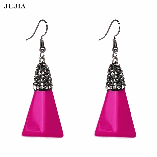 Fashion Hot Pink Triangle Acrylic Dangle Earrings For Lady Bohemian Fashion Hot Pink Triangle Acrylic Dangle Earrings For Lady Bohemian Drop Earring Brincos Boucle D