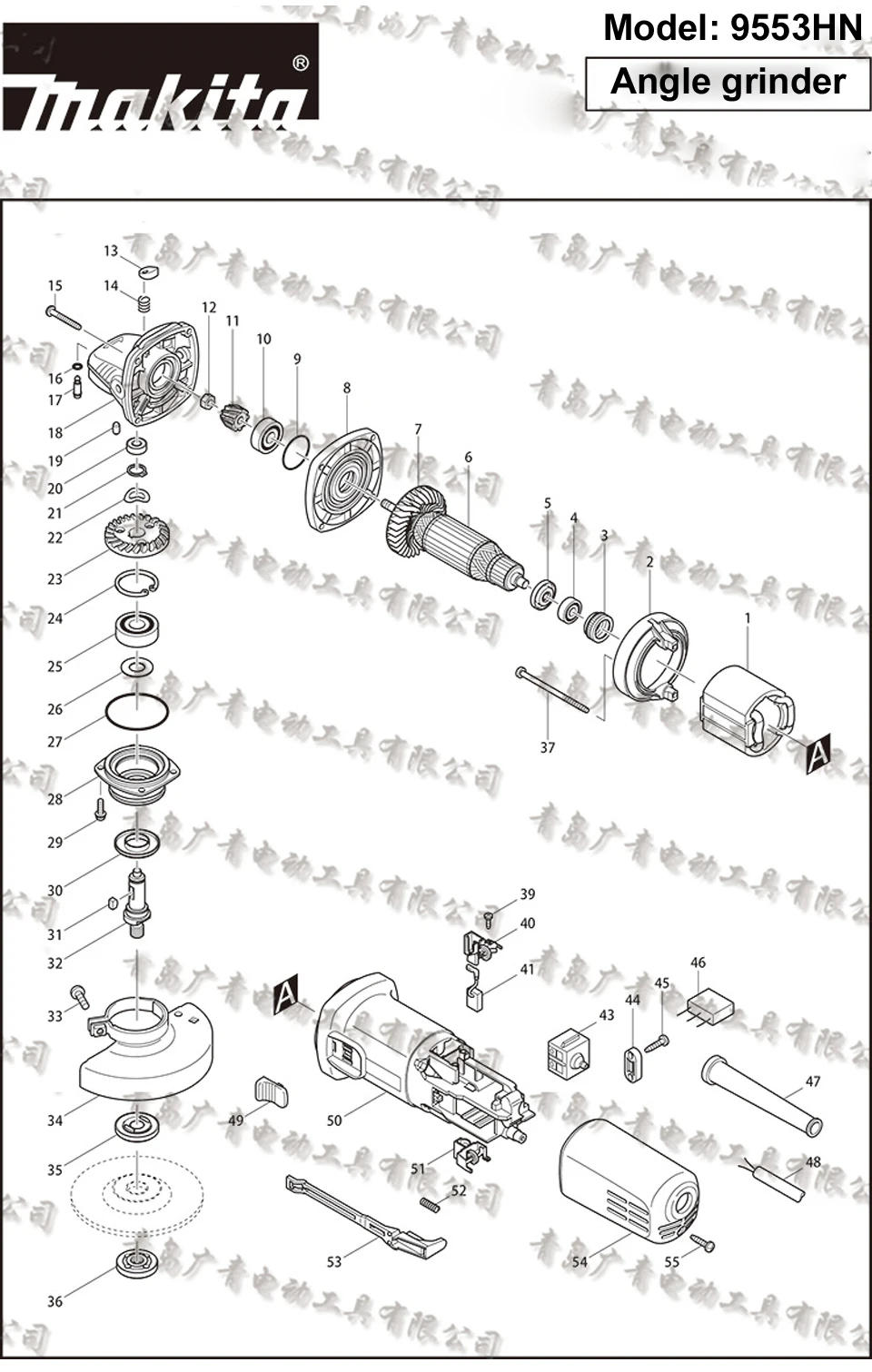 Makita 9553HN Angle grinder Accessories 9553NB Rotor Stator Switch Gear