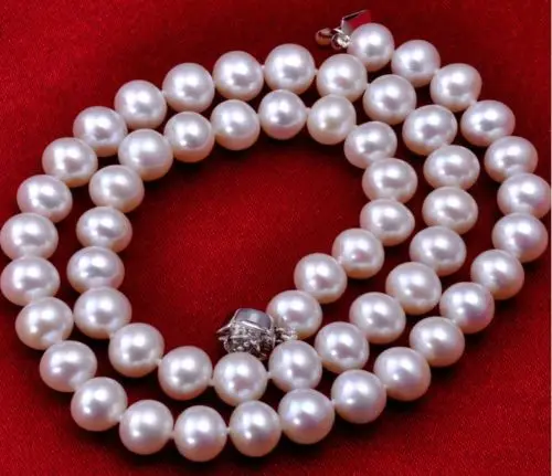 

Free Shipping >>>>> Genuine Natural 9-10mm Australia South Sea white Pearl necklace 18inch