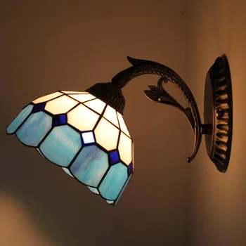

The blue Mediterranean wind warm all-match wall mirror lamp bedside lamp wall lamp 0823W-B living room bedroom aisle