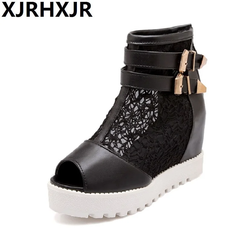 

2019 Mesh Open Toe Women Shhoes Fashion Sandals Belt Ankle Boots Platform Wedges Sandals Summer Women Sandals High Heels