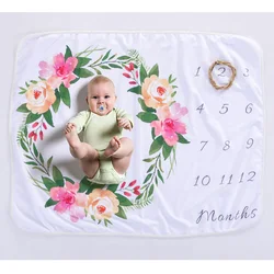 Infant Baby Milestone Blanket DIY Photo Photography Props Newborn Flower Letter Printed Monthly Growth Blankets 76*102cm Infant Baby Milestone Blanket DIY Photo Photography Props Newborn Flower Letter Printed Monthly Growth Blankets 76*102cm
