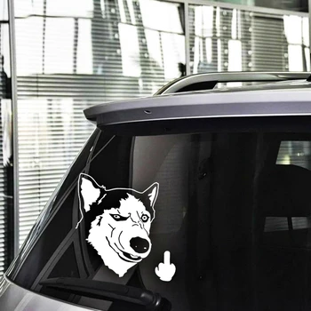 

Etie Car-styling Creative funny Serious Husky Dog Car Sticker Decal Accessories for motorcycle Volkswagen Polo Golf Audi A skoda