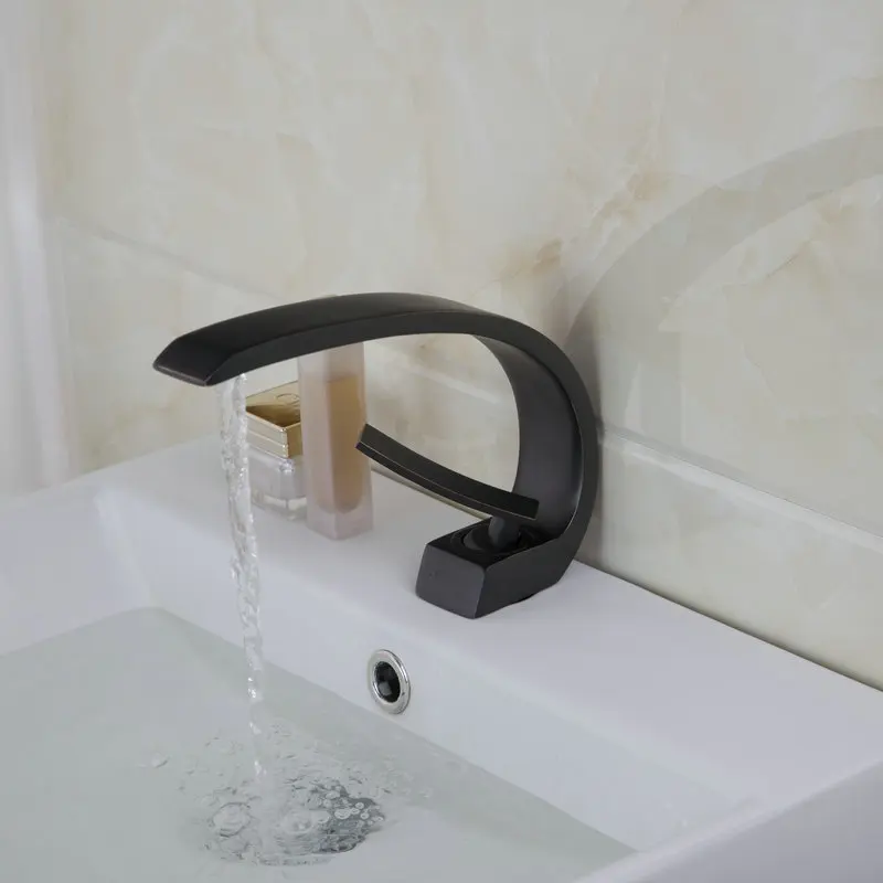 Bathroom Sinks Faucet Oil Rubbed Bronze Deck Mounted Mixer Basin Tap Solid Brass Bathroom Sink Faucet 9910B