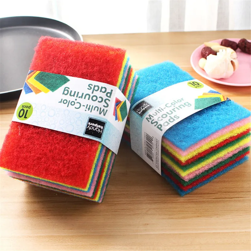 

CTREE 10Pcs/Set Microfiber Sponge Efficient Scouring Pad Brush Bowl Cleaning Wiper Strong Decontamination Kitchen Towel C689