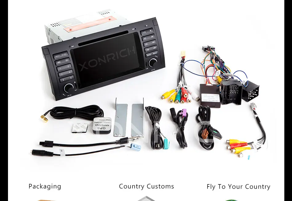 Xonrich 1 Din dvd-плеер автомобиля радио gps навигация для BMW X5 E53 BMW E39 5 серии 2002-2007мультимедиа стерео аудио головное устройство