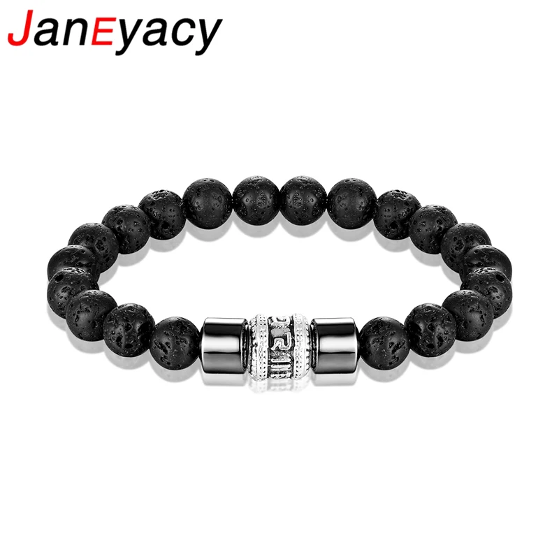 

Vintage Tibetan Buddhism Volcano Stone Bracelet Womens Six Character Curse OM MANI PADME HUM Amulet Bead Bracelet Mens Pulseras